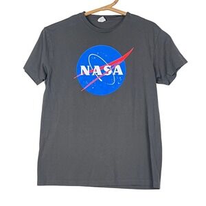NASA Graphic T-Shirt Mens M Charcoal Gray Classic Meatball Logo Spacecore Tee